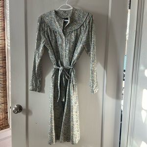 A.P.C. Floral liberty of London shirt dress with tie blue and green 38 Medium